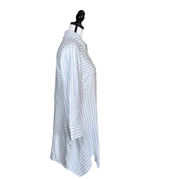 Soft Surroundings Standout Tunic Shirt Blouse White Striped Asymmetrical Hem XS - Picture 4 of 8